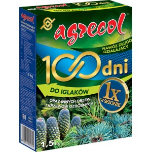 Nawóz do iglaków Agrecol, długo działający przez 100 dni, opakowanie 1,5 kg.