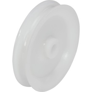 Biały bloczek linowy z tworzywa, średnica 60 mm, do lin do 10 mm.