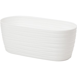 Biała plastikowa doniczka Sahara, 10,6 x 12,6 x 26,7 cm, do użytku wewnętrznego.