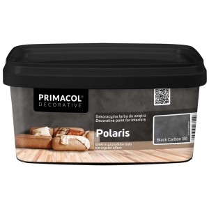 Wiadro farby do ścian Polaris "Black Carbon" firmy Primacol Decorative.