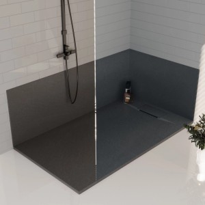 Invena Brodzik Alvero struktura kamienia czarny 110x80x2,6 cm