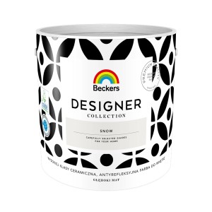 Wiadro z farbą Beckers Designer Collection Snow, biała farba do ścian z wzorem.