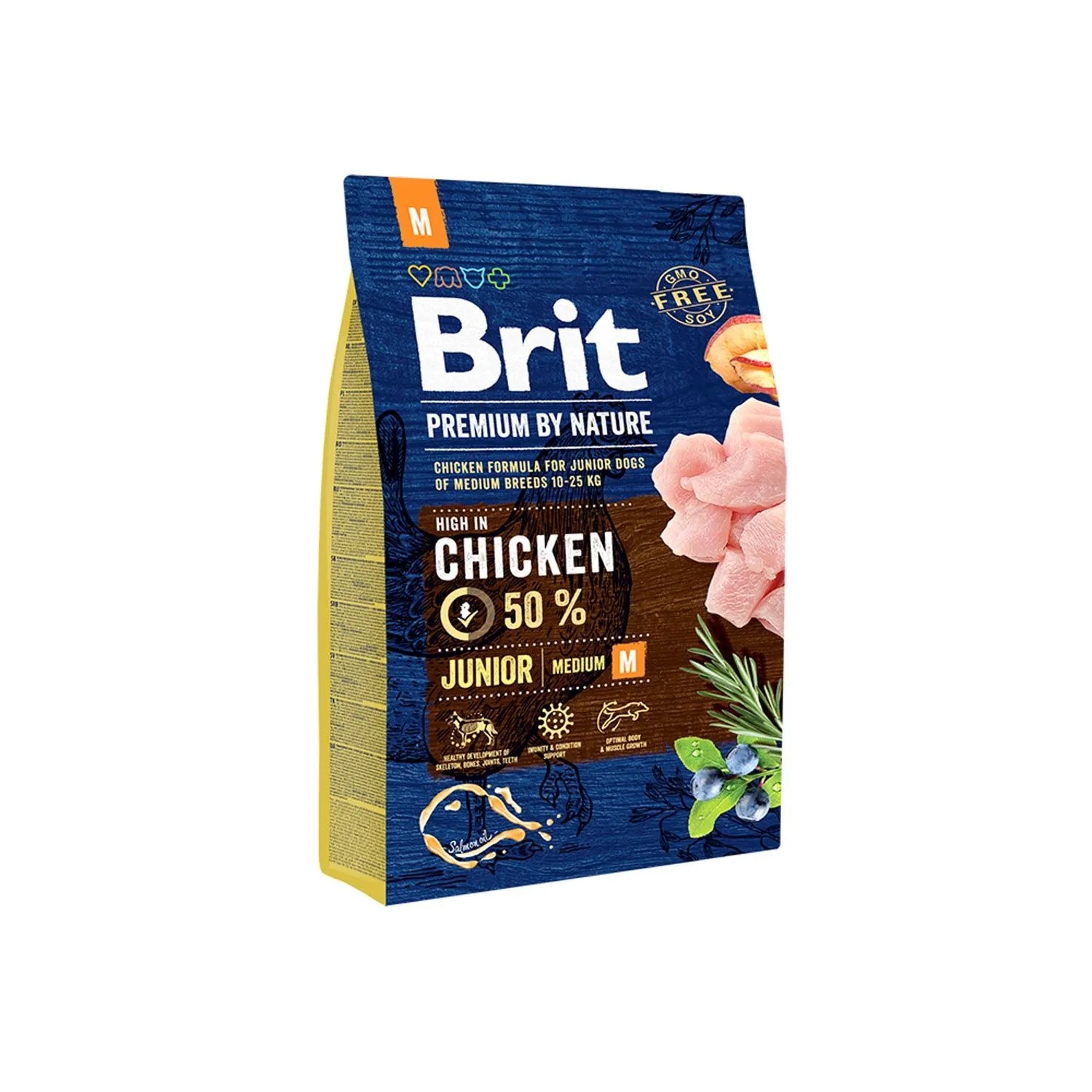 Brit Premium by Nature M Junior Sucha karma dla szczeniąt, z kurczakiem 3 kg