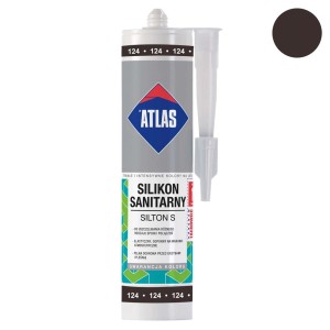 Brązowy silikon sanitarny Atlas, tuba z aplikatorem.