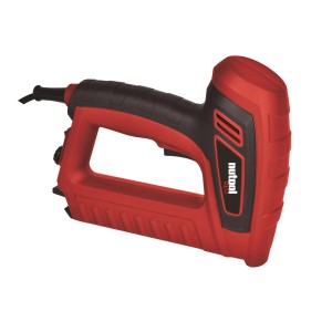 Czerwony zszywacz elektryczny Nutool dla majsterkowiczów i profesjonalistów.