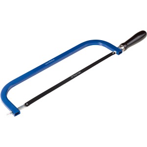 Piła do metalu LUX Classic, 300 mm, z niebieską ramą i drewnianą rączką.