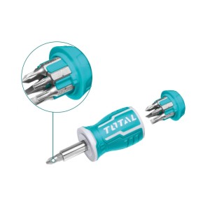 TOTAL Tools Wkrętak kieszonkowy z zestawem 7 bitów