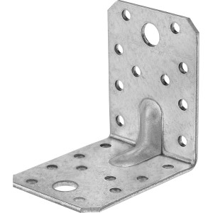 Ocynkowany kątownik ze wzmocnieniem, 70x70x55 mm, do stabilnych połączeń narożnych.