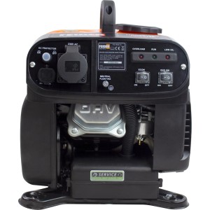 Kompaktowy agregat prądotwórczy t.b.t. z gniazdami i przełącznikami, idealny na budowę i do ogrodu.