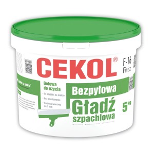 Wiadro CEKOL F-16 Finish, gotowa, bezpyłowa gładź szpachlowa, 5 kg.