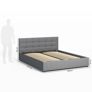 Łóżko tapicerowane Mira 140 x 200 szare
