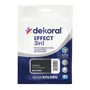 Dekoral Effect 3w1 farba do ścian, Czarny, matowe wykończenie. Tester koloru do wnętrz.