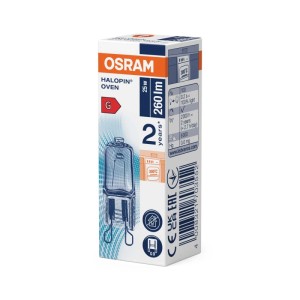 Żarówka Osram G9 Halopin Piekarnik 25W, 260lm, rurkowa, ciepła biel, w opakowaniu.