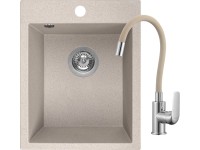 Zlewozmywak Uno 1-kom. z baterią beżowy 48x39 cm