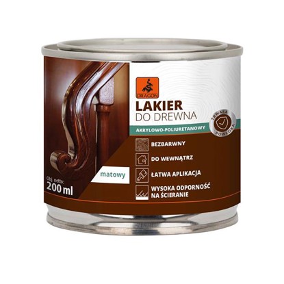 Dragon Lakier poliuretanowy do drewna mat 200 ml