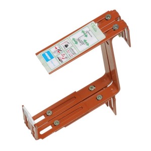 Regulowany uchwyt do skrzynki balkonowej w kolorze terakoty do balustrad i ścian.