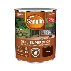 Puszka oleju do drewna Sadolin Superdeck Wenge do tarasów i mebli ogrodowych.