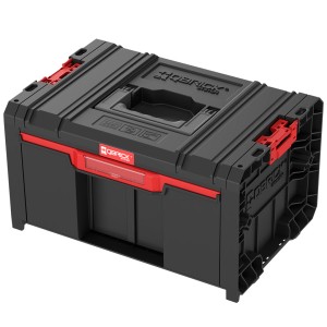 Qbrick System PRO skrzynka narzędziowa z szufladą, czarno-czerwona, do przechowywania i porządkowania narzędzi.