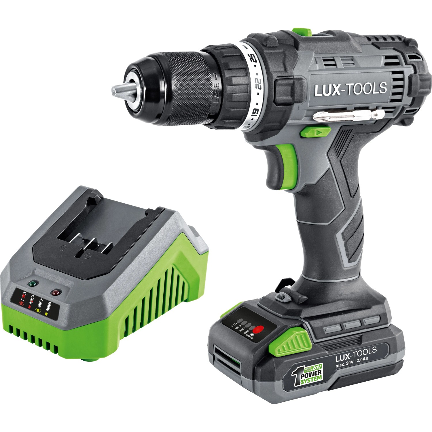 LUX-TOOLS Wiertarko-wkrętarka akumulatorowa A-BS-20 Set 20V 2,0 Ah