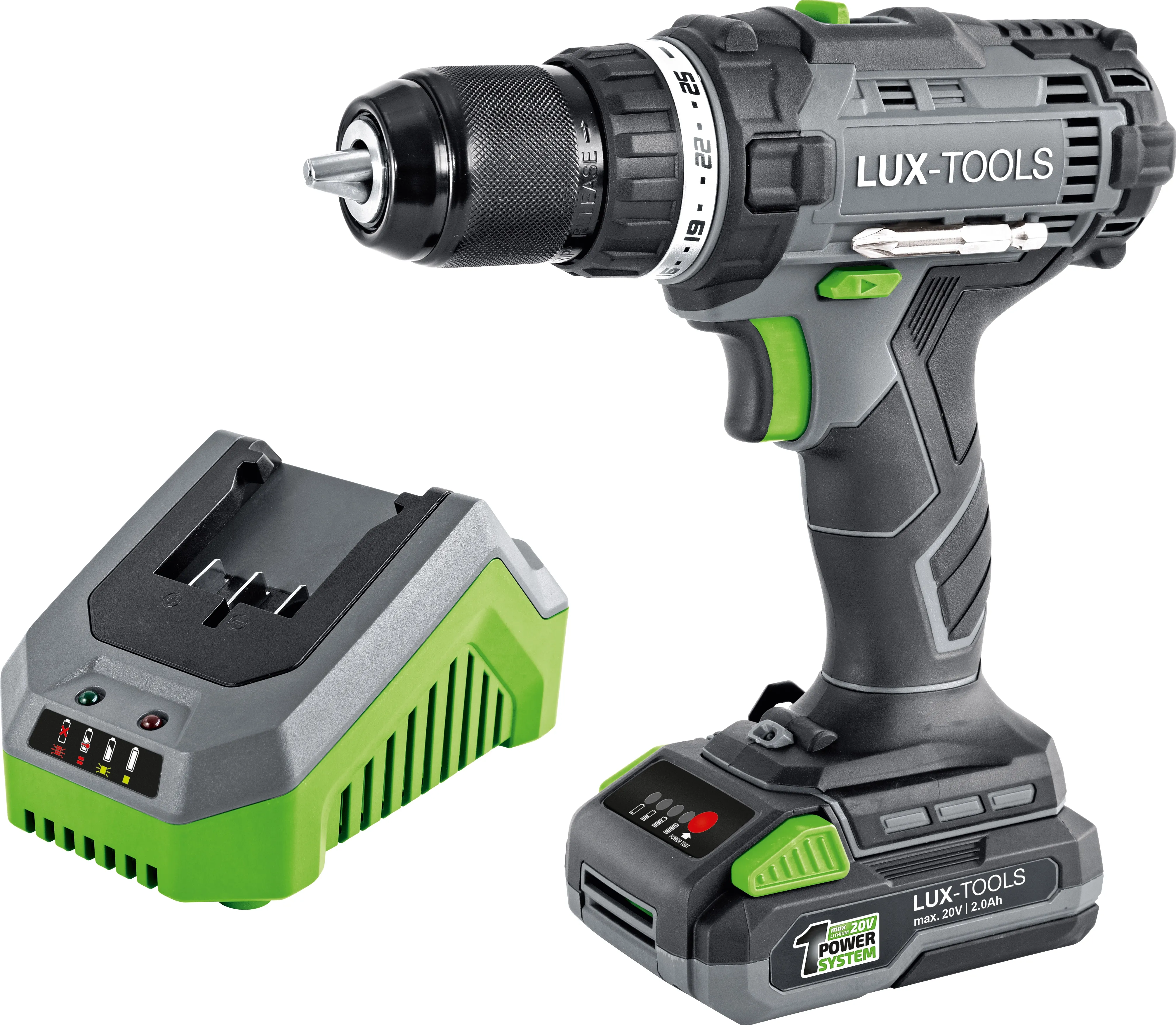 LUX-TOOLS Wiertarko-wkrętarka akumulatorowa A-BS-20 Set 20V 2,0 Ah