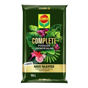 Ziemia uniwersalna COMPO Complete, worek 10L, odpowiednia dla wielu roślin.