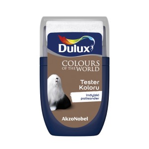 Tester koloru Dulux Indyjski Palisander, wałek do malowania ścian.