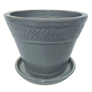 Doniczka niebieska z podstawką - 28 cm