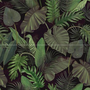 Płytka dekoracyjna z motywem liści tropikalnych, odcienie zieleni.