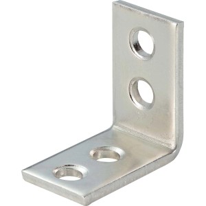 Kątownik do krzesła ze stali nierdzewnej, 25x25x14 mm, z otworami na śruby do mebli i drewna.