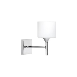 Nowoczesny kinkiet Kinkiety z białym kloszem i chromowanymi detalami.