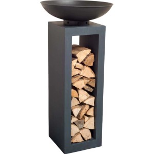 Misa paleniskowa na konsoli z miejscem na drewno, Ø 50 cm, idealna do ogrodu i na taras.