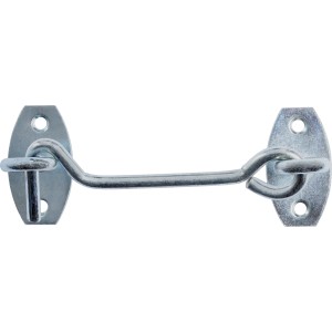 Ocynkowany haczyk sztormowy z płytką, 5,2 mm x 100 mm, do mocowania drzwi i okiennic.