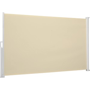 Beżowa markiza boczna Livingston 3x1,5 m jako ochrona przed wiatrem i wzrokiem na taras i balkon.