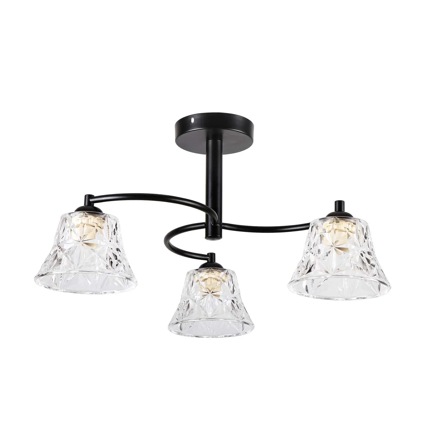 Candellux Lampa wisząca SUDAN czarna 3xE27 40W klosz bezbarwny
