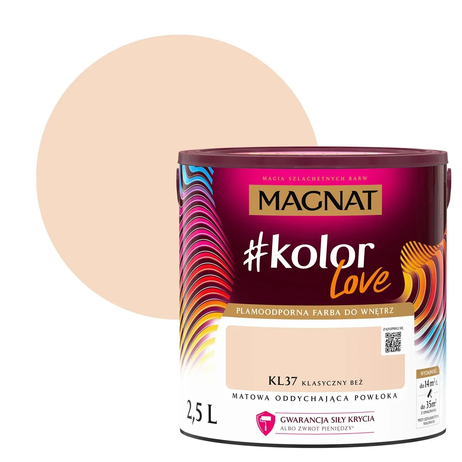 Farba do ścian Magnat KL37 Klasyczny Beż, puszka 2,5L.
