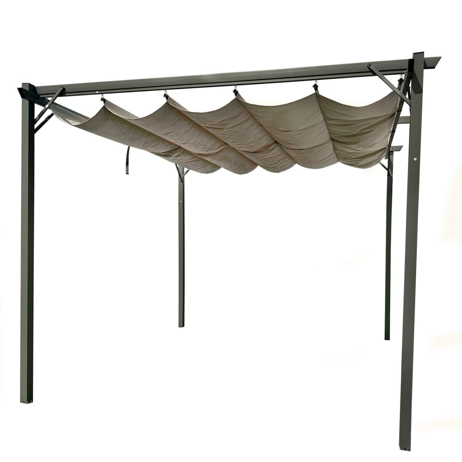 4IQ Pergola ogrodowa metalowa beżowa - 3 x 4 m
