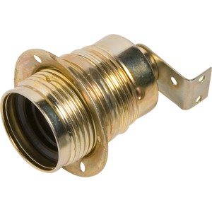 Mosiężna oprawka lampy E27 z kątowym wspornikiem do abażurów.