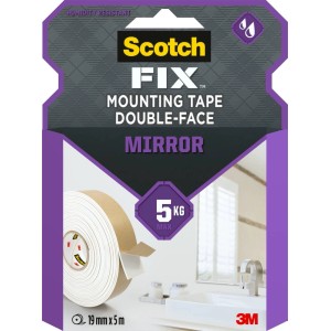 Scotch FIX Taśma montażowa do luster, dwustronna, 19mm x 5m, udźwig do 5kg.