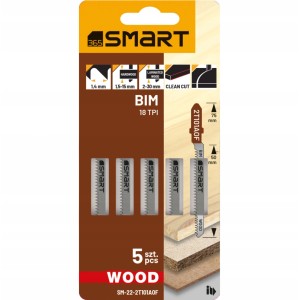 SMART365 Brzeszczot do wyrzynarki WOOD 18 TPI 75 mm - 5 szt.