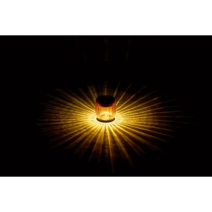 Lampa solarna stołowa mini szklana IP44 śr. 8 cm koralowa