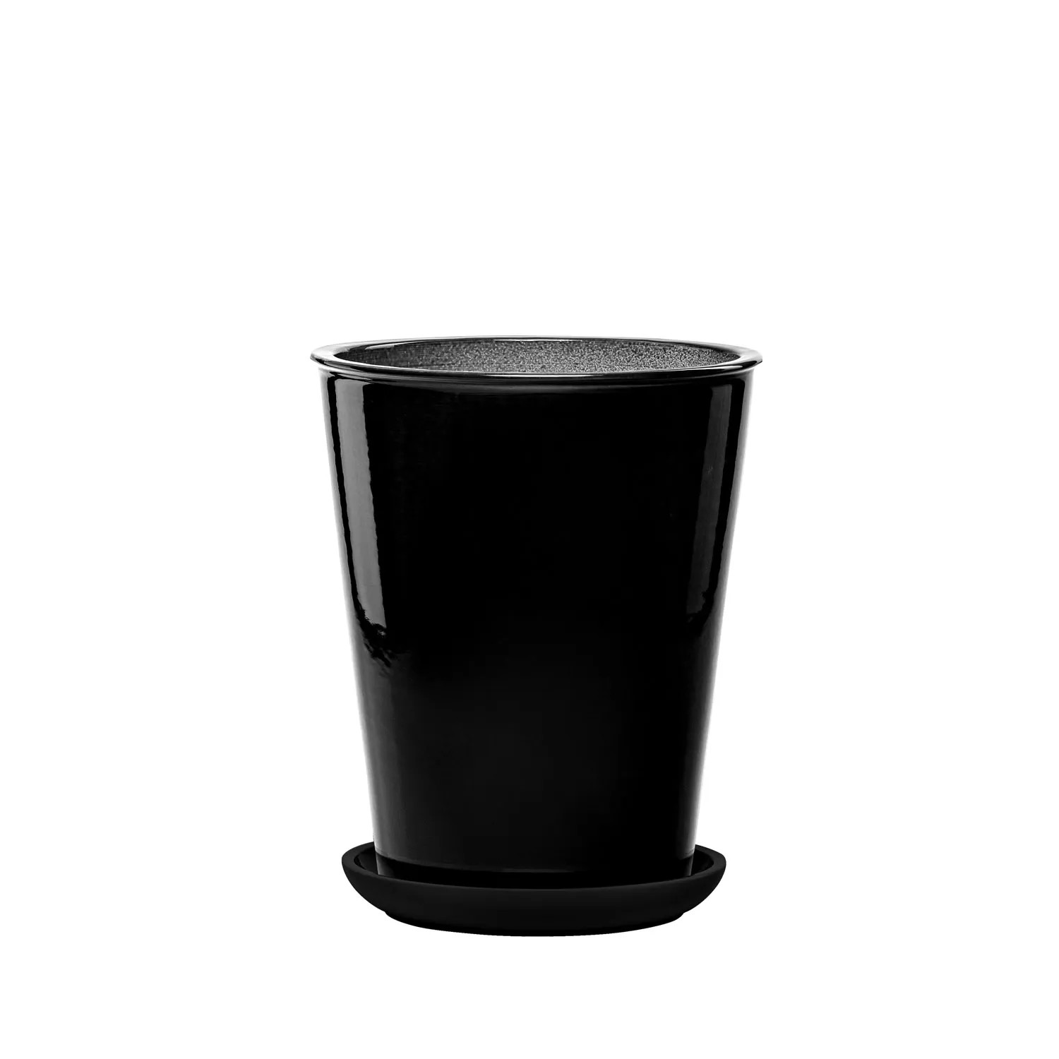 Donica z podstawką Palma czarna - 29 cm