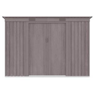 Domek ogrodowy metalowy Oregon Light Wood - 261x241 cm, wys. 176 cm