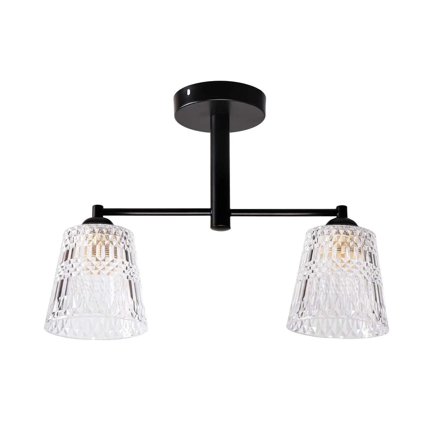 Candellux Lampa wisząca KAIR czarna 2xE27 40W klosz bezbarwny