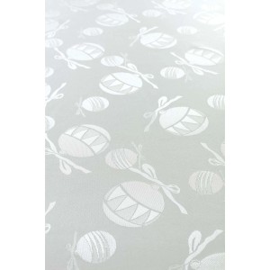 Haft Obrus świąteczny tkany BOMBKI 130x180 cm biały