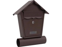 Skrzynka na listy DOMEK z tubą brąz mat 35,5 x 35,5 cm