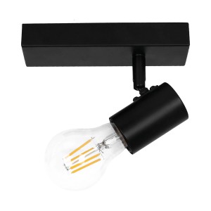 Czarny kinkiet/reflektor t.b.t. z żarówką LED do użytku wewnętrznego.