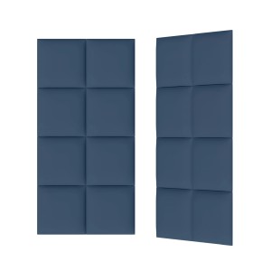 Niebieskie panele ścienne t.b.t. o kwadratowym wzorze do dekoracji ścian.