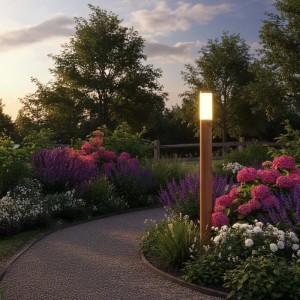 Goldlux Lampa ogrodowa słupek LIVIA 1xE27 10W IP44 100cm imitacja drewna