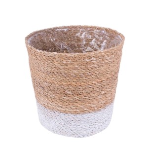 t.b.t. Doniczka na zioła, z włókna naturalnego z białą podstawą.