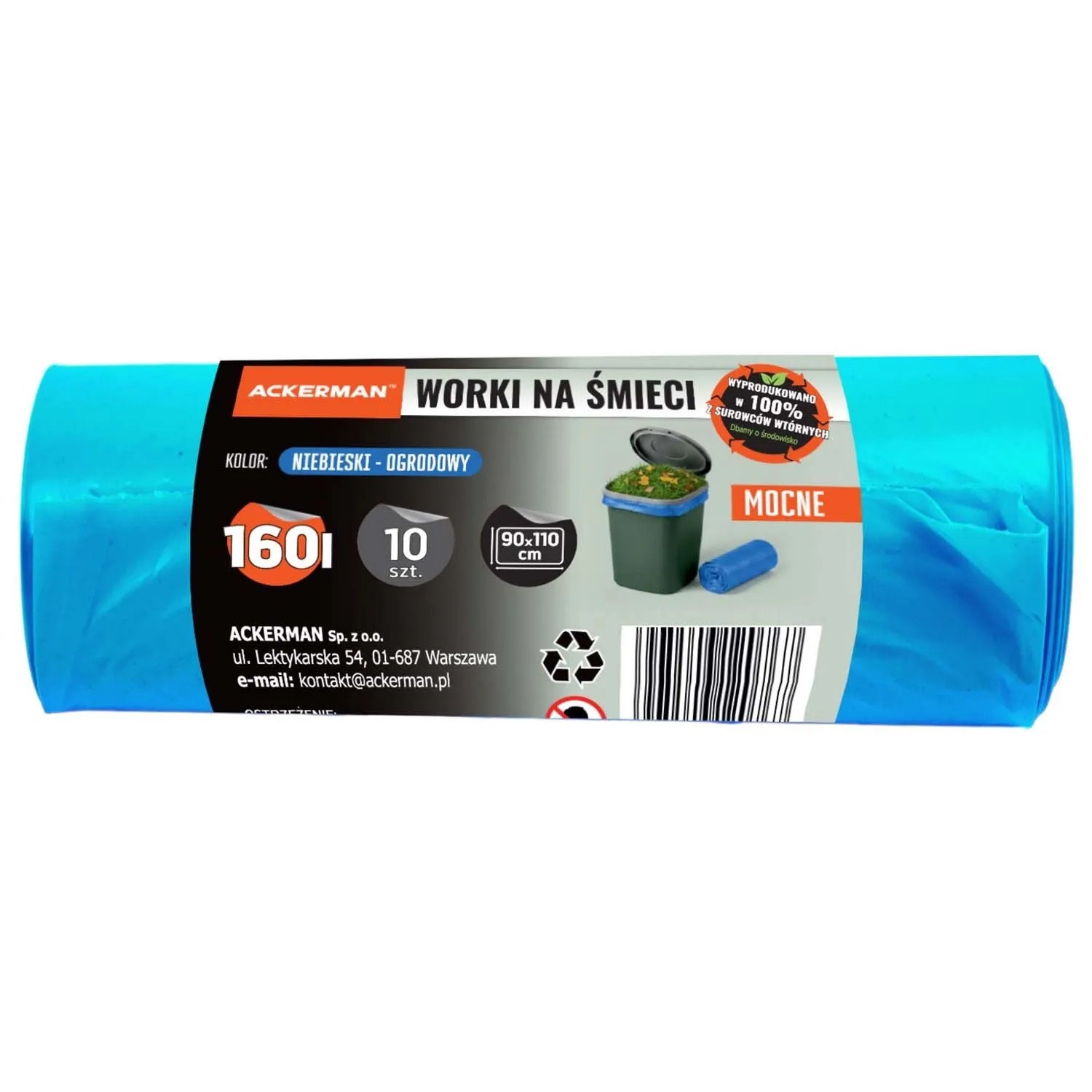 Ackerman Worki ogrodowe niebieskie 160l 10 szt.